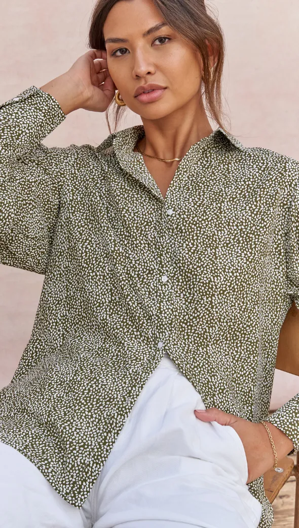 AYLA SHIRT - KHAKI PRINT