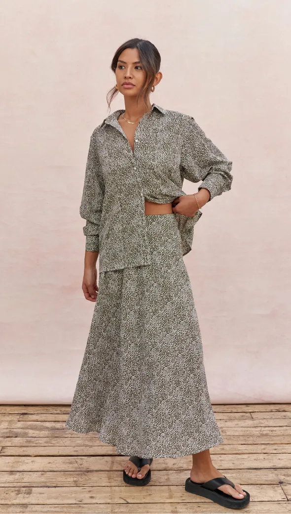 AYLA SHIRT - KHAKI PRINT
