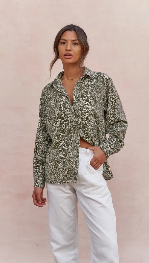 AYLA SHIRT - KHAKI PRINT