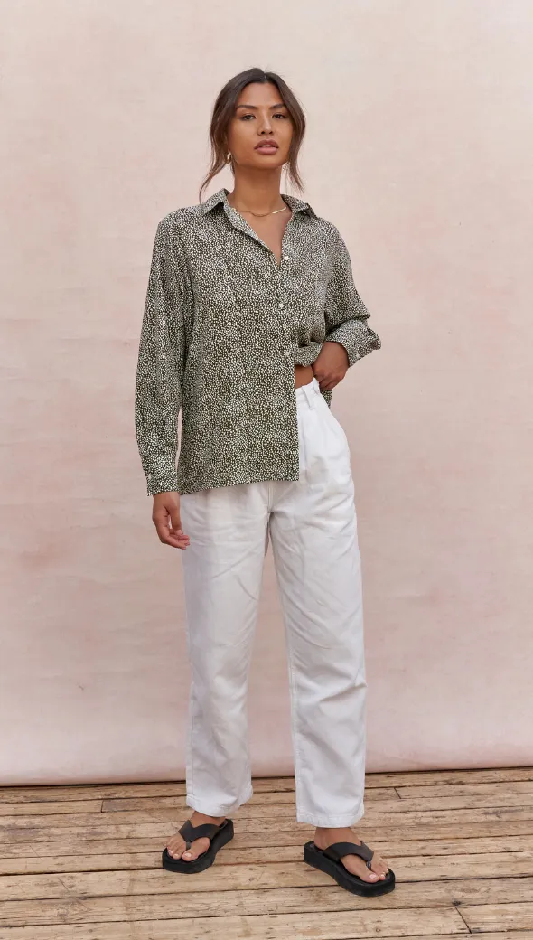 AYLA SHIRT - KHAKI PRINT