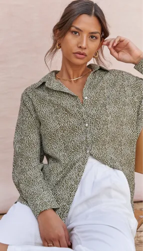 AYLA SHIRT - KHAKI PRINT