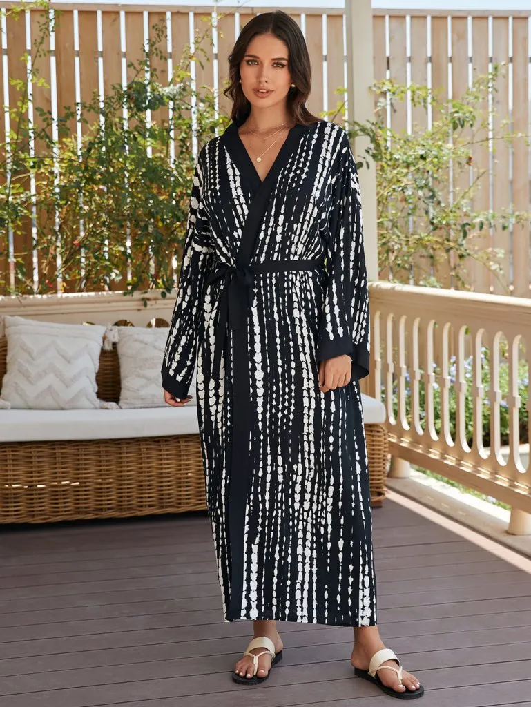 Black Long Kimono: Women's Plus Size Swim Cover-Up
