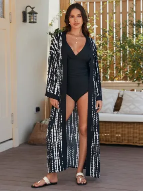 Black Long Kimono: Women's Plus Size Swim Cover-Up