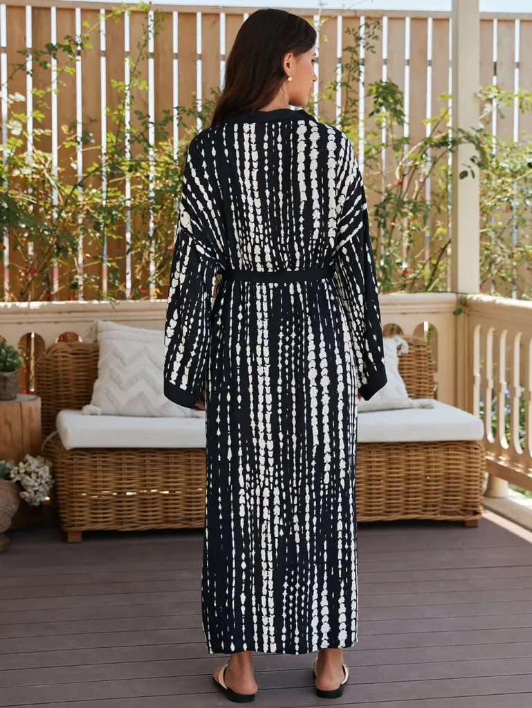 Black Long Kimono: Women's Plus Size Swim Cover-Up