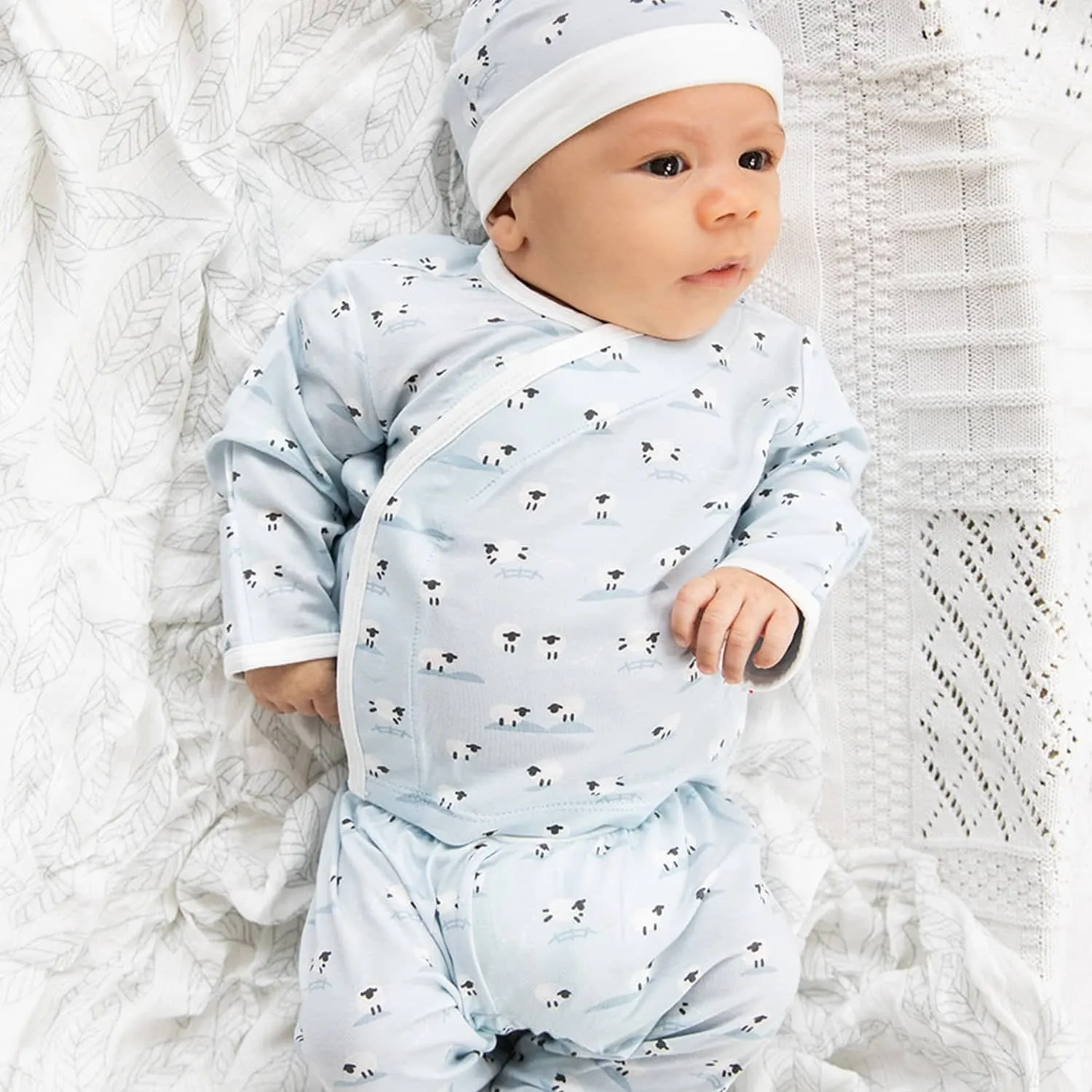 blue baa baa baby modal magnetic take-me-home kimono set