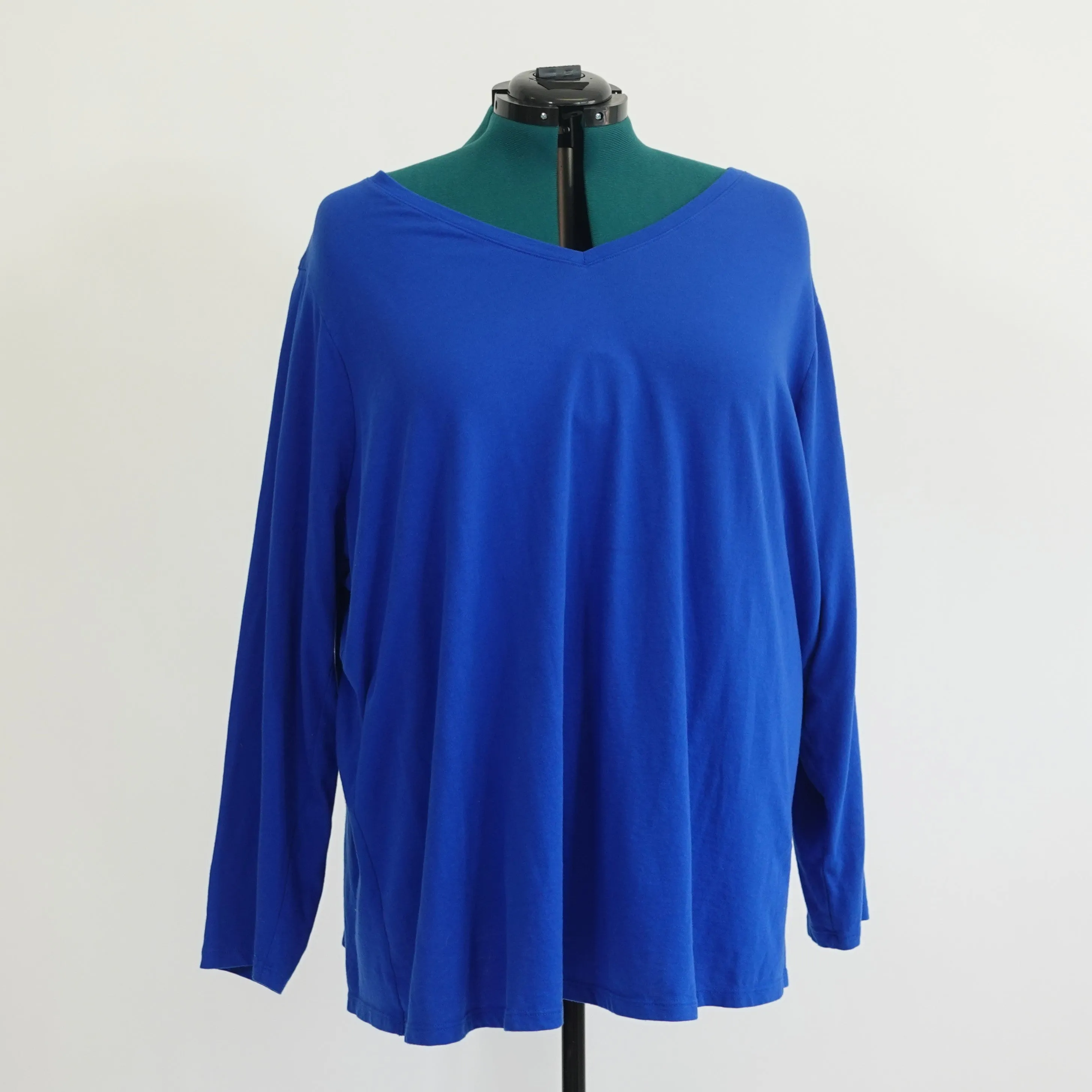 Blue Lightweight Long Sleeve V Neck Tee
