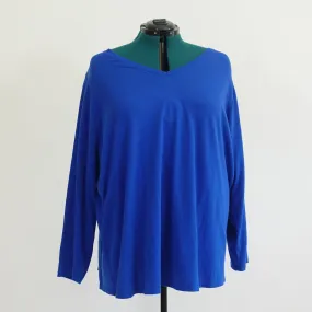 Blue Lightweight Long Sleeve V Neck Tee