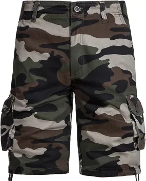 Camo Shorts Men Cargo Pants Summer Casual Camouflage Print Shorts with 6 Pockets Relaxed Fit Casual Bermuda Shorts