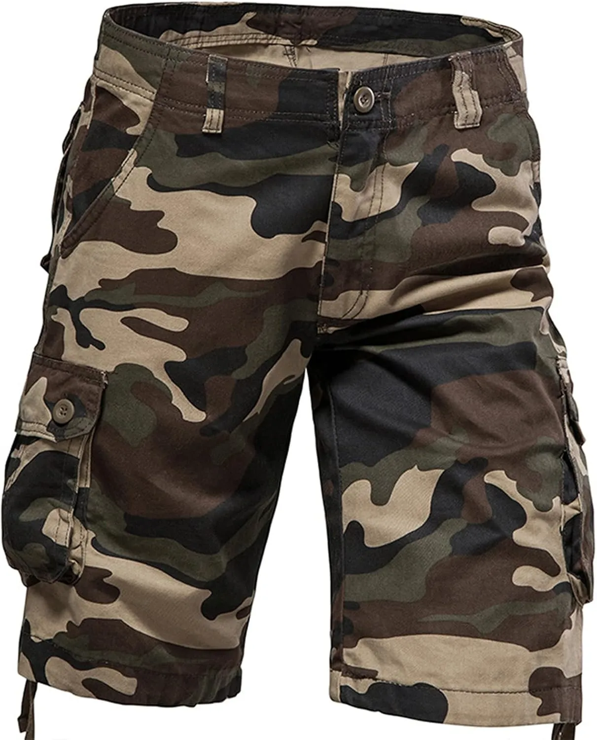 Camo Shorts Men Cargo Pants Summer Casual Camouflage Print Shorts with 6 Pockets Relaxed Fit Casual Bermuda Shorts