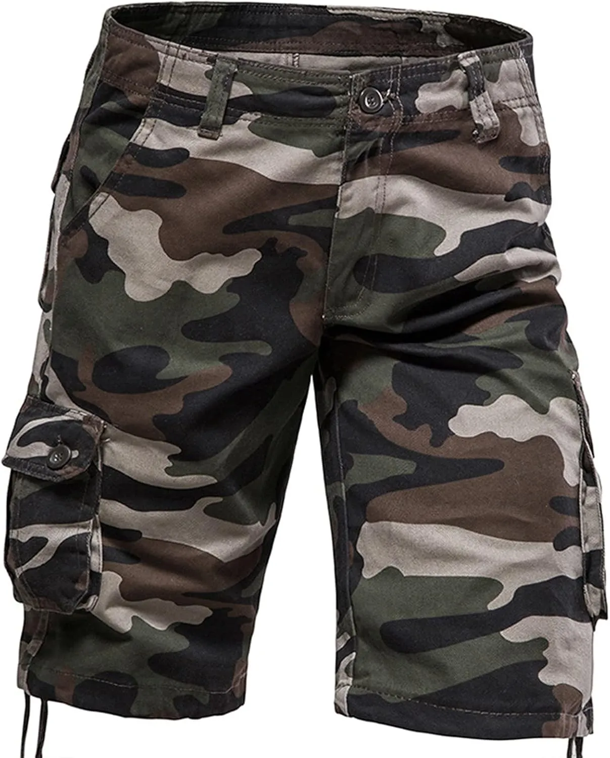 Camo Shorts Men Cargo Pants Summer Casual Camouflage Print Shorts with 6 Pockets Relaxed Fit Casual Bermuda Shorts