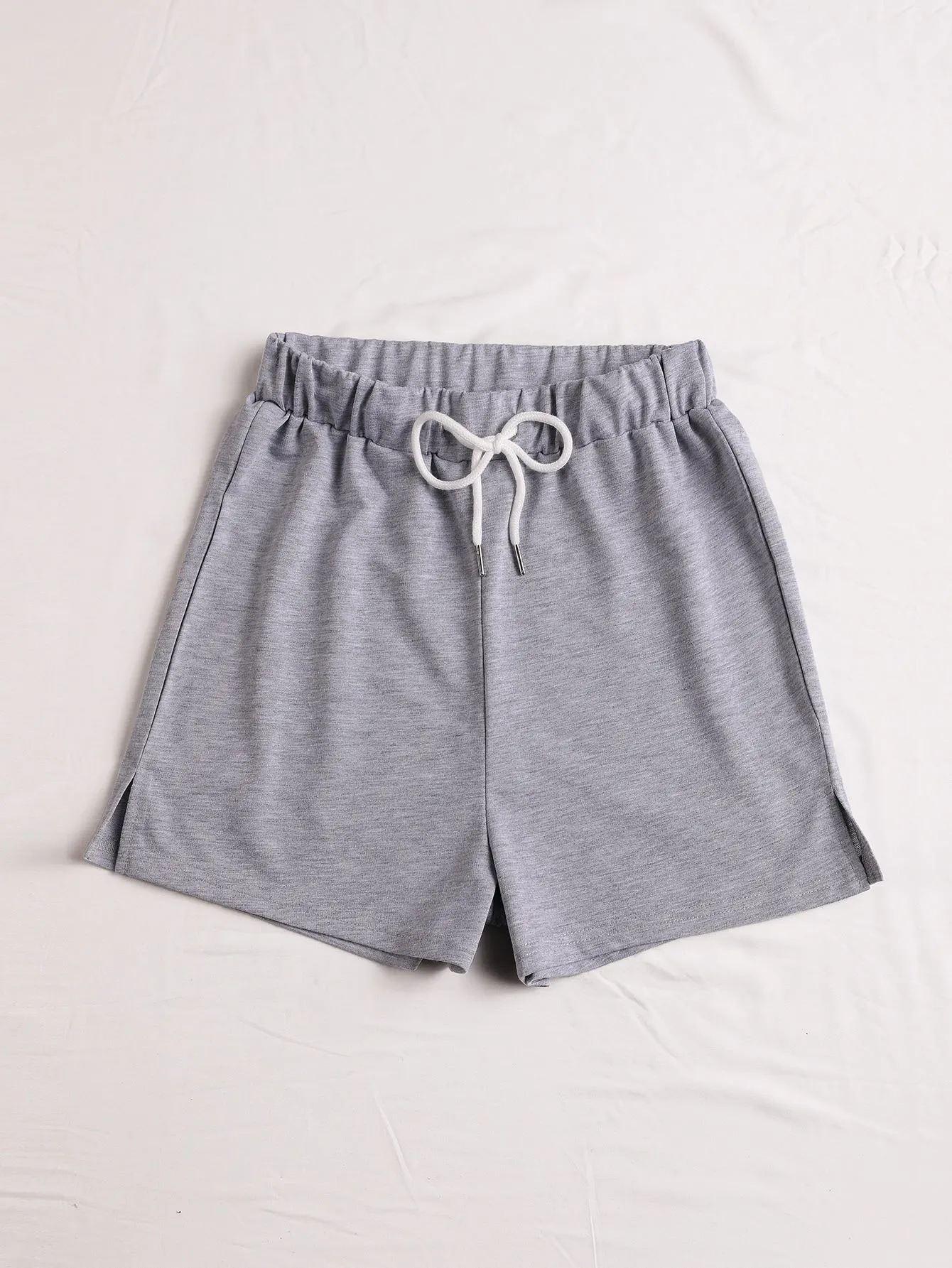 Casual Plain Split Natural Women Shorts