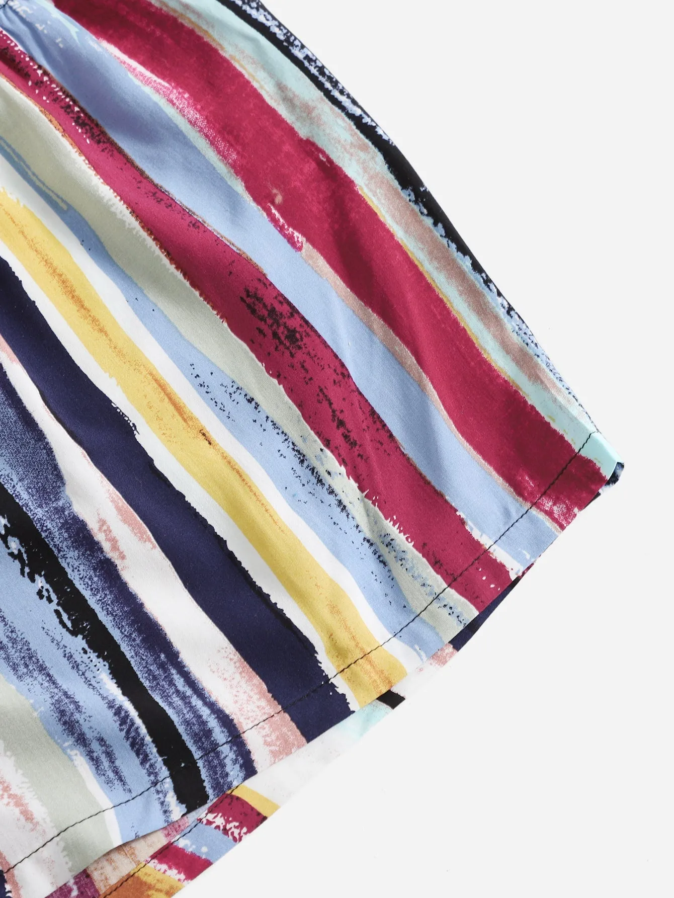 Casual Striped Shirred Natural Women Shorts