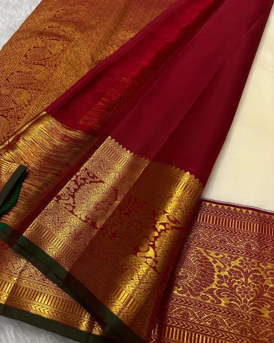 Confounding Beige Soft Silk Saree With Panoply Blouse Piece