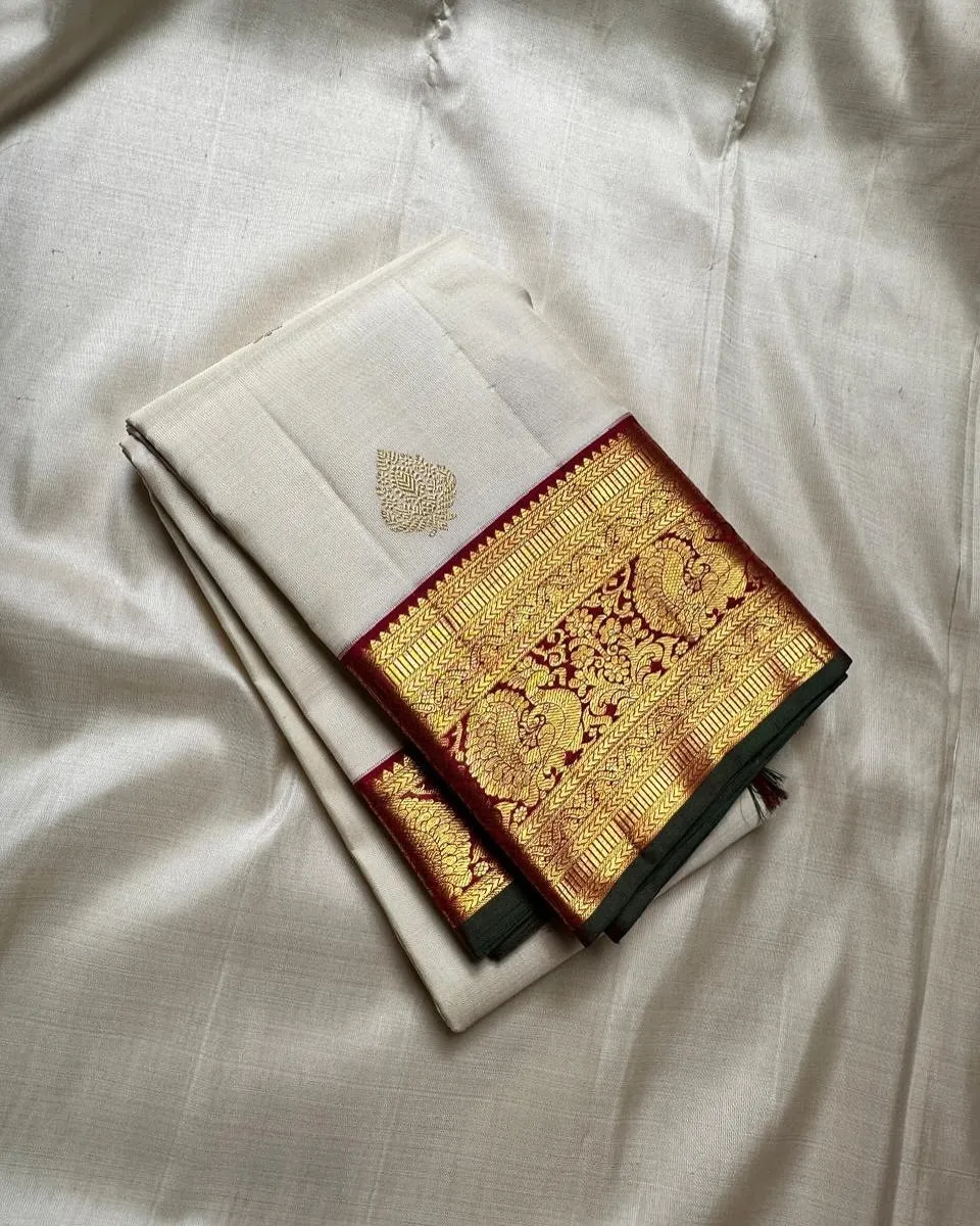 Confounding Beige Soft Silk Saree With Panoply Blouse Piece