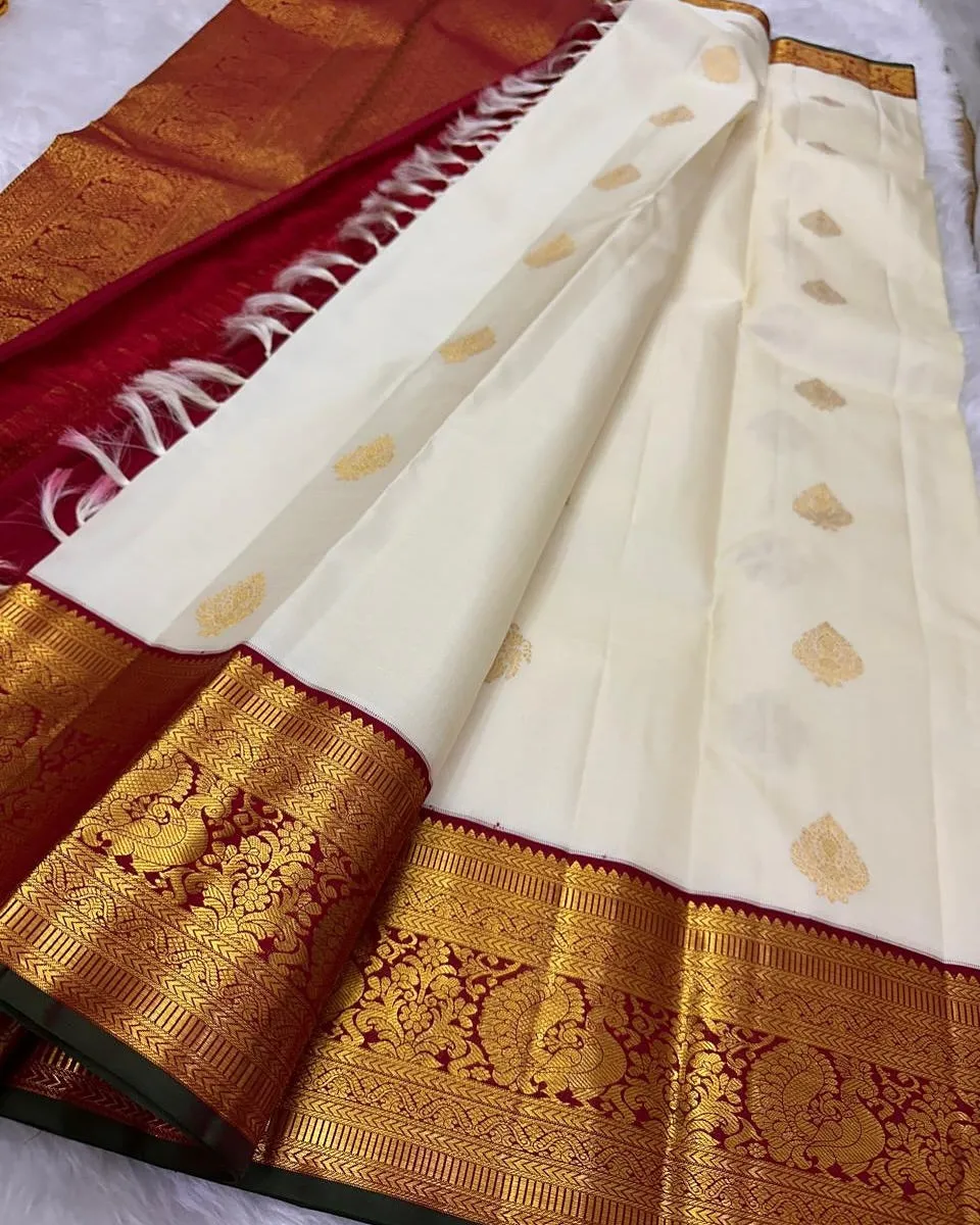 Confounding Beige Soft Silk Saree With Panoply Blouse Piece