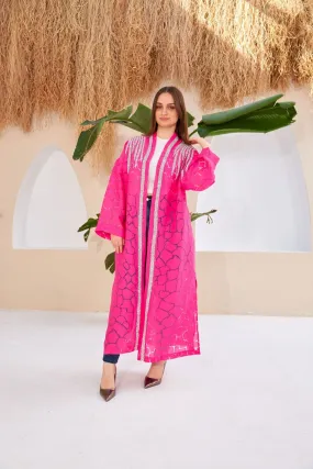 Dark Pink Stone Design Kimono