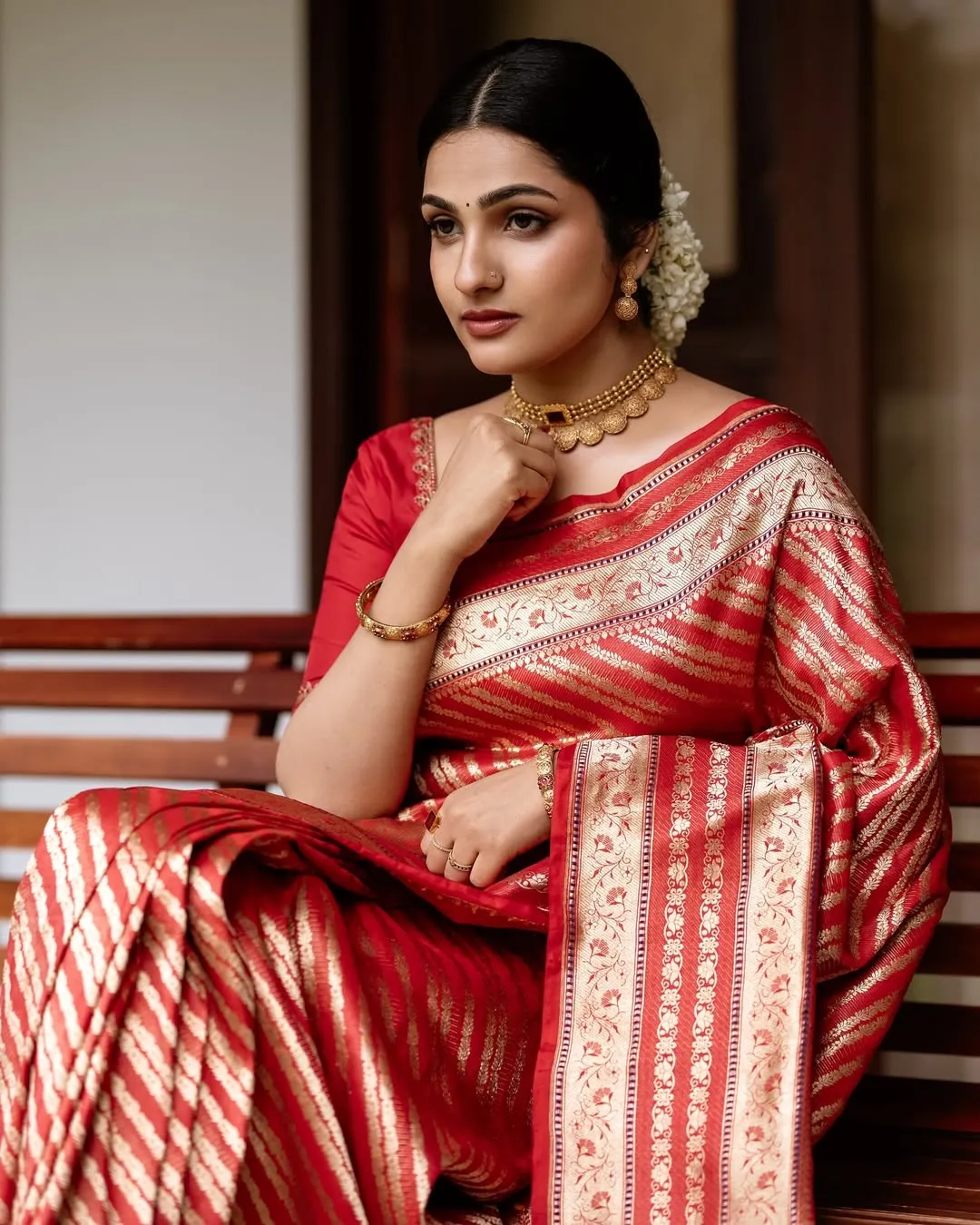 Demanding Red Soft Silk Saree With Desiring Blouse Piece
