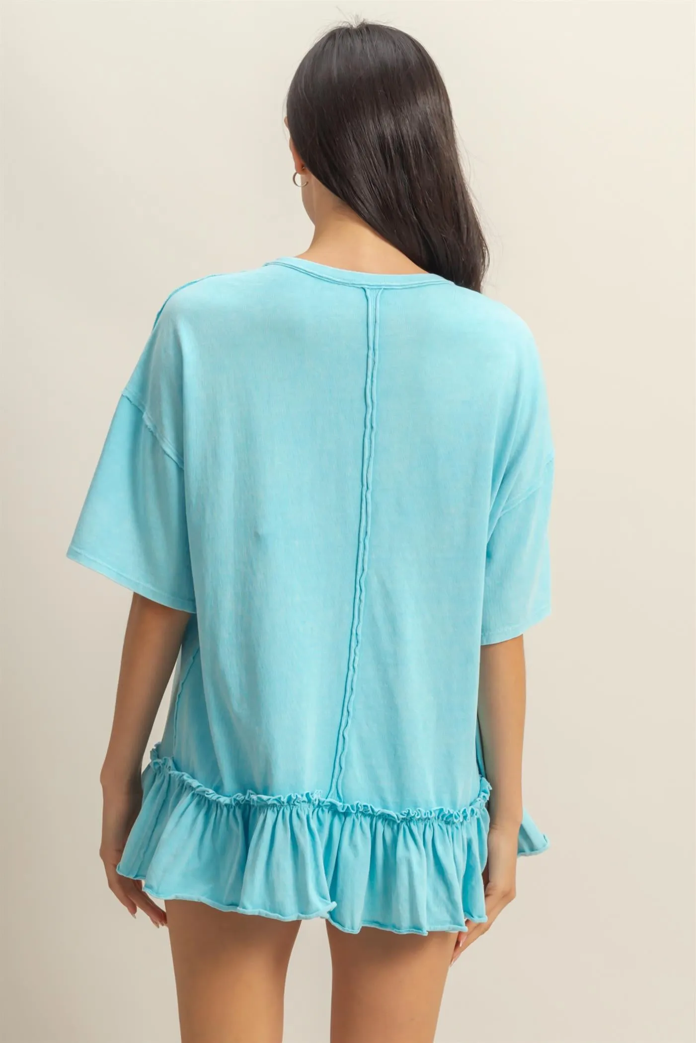 DZ25C858-Relaxed Ruffled Tunic Top