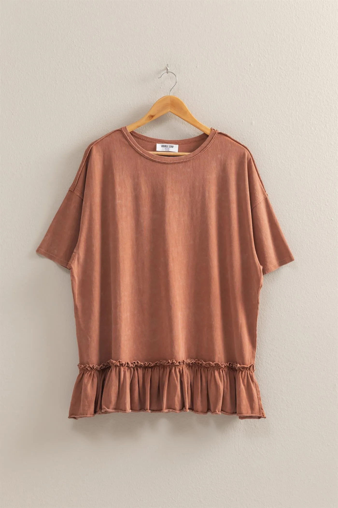 DZ25C858-Relaxed Ruffled Tunic Top