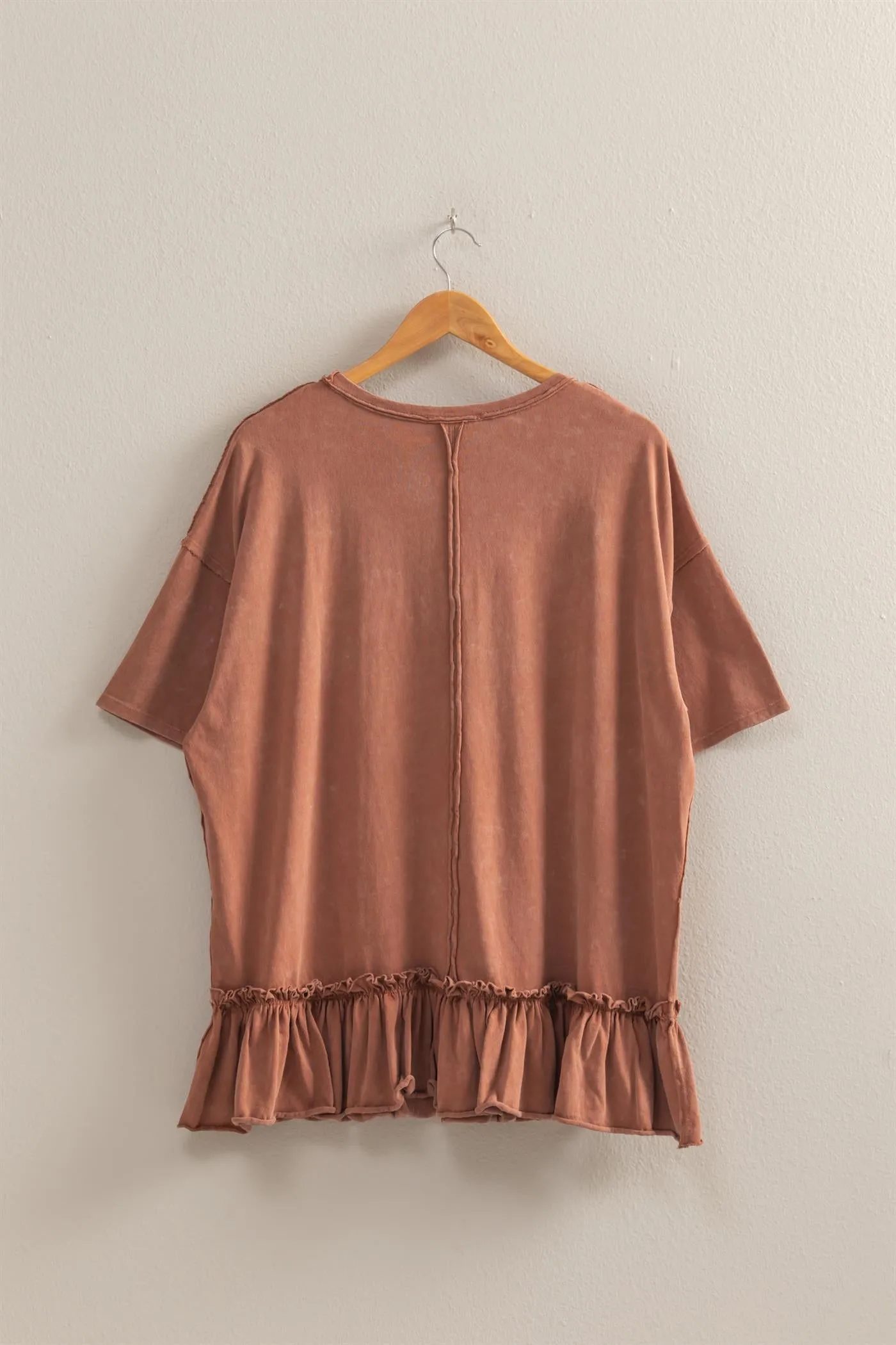 DZ25C858-Relaxed Ruffled Tunic Top