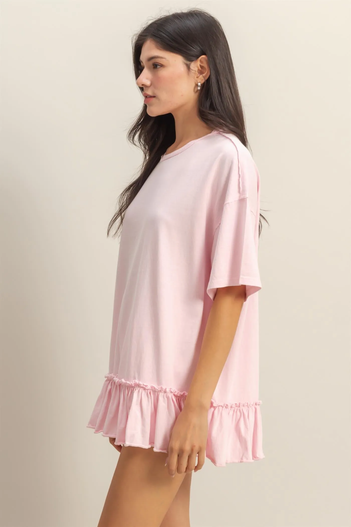 DZ25C858-Relaxed Ruffled Tunic Top