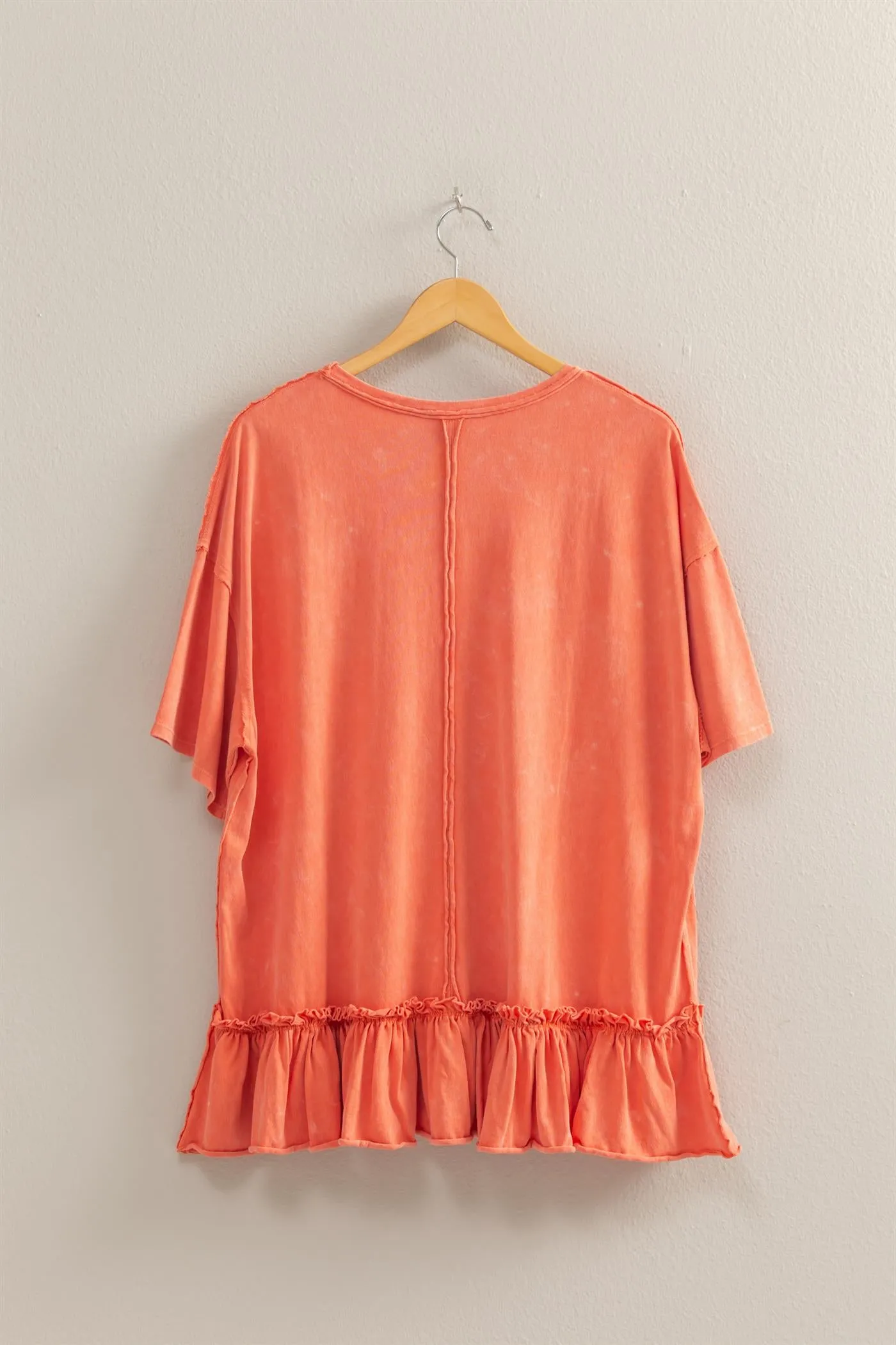 DZ25C858-Relaxed Ruffled Tunic Top