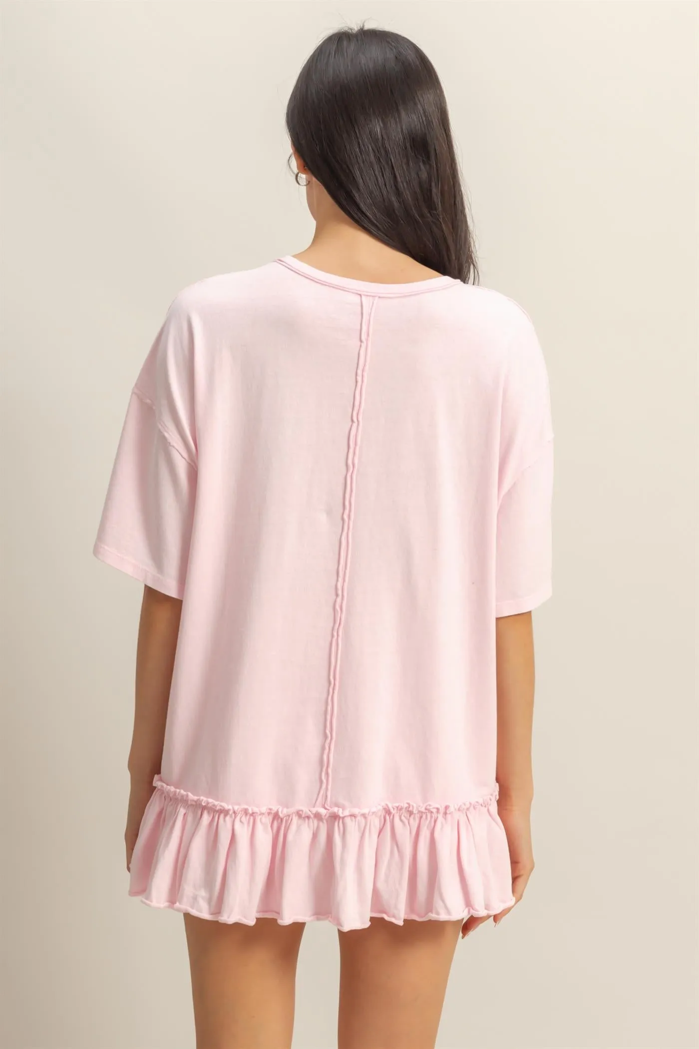 DZ25C858-Relaxed Ruffled Tunic Top