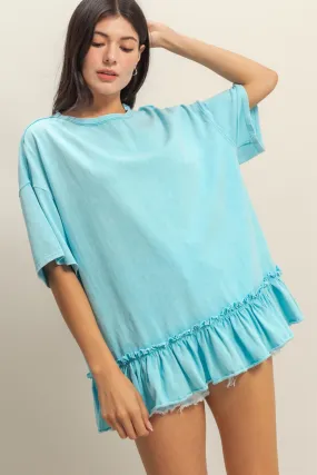 DZ25C858-Relaxed Ruffled Tunic Top