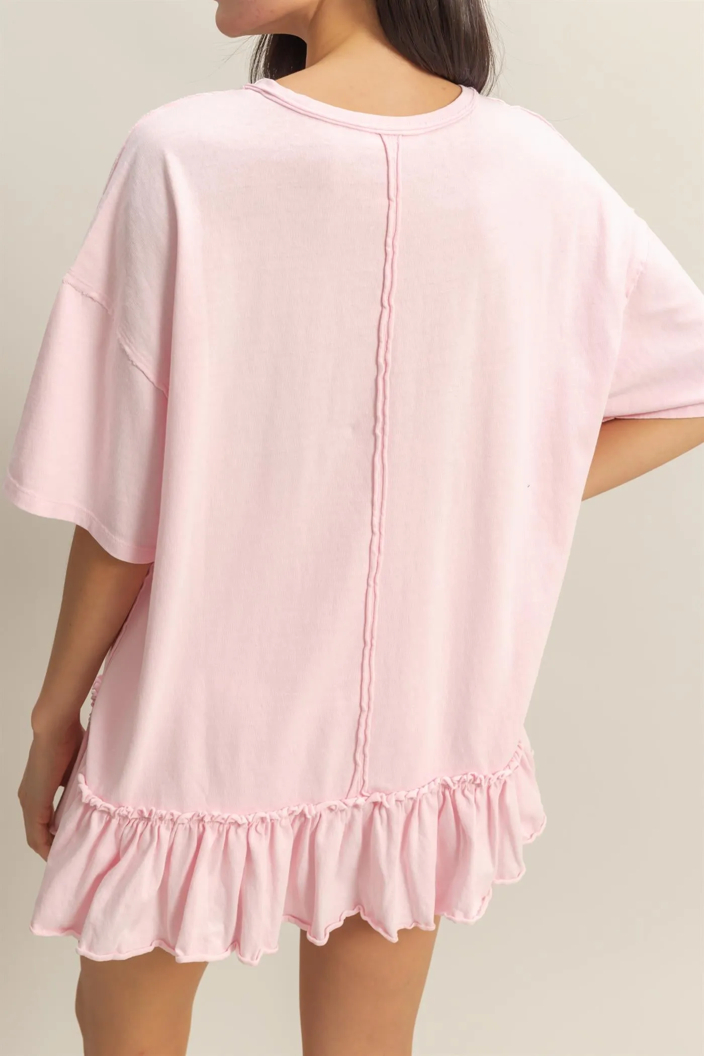 DZ25C858-Relaxed Ruffled Tunic Top