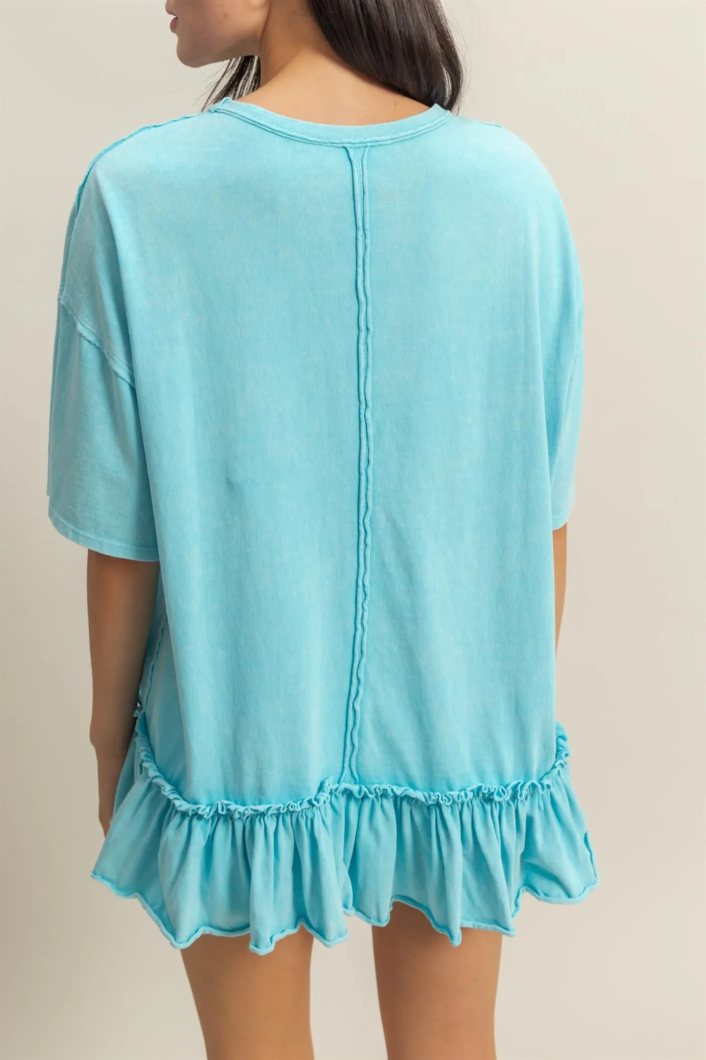 DZ25C858-Relaxed Ruffled Tunic Top