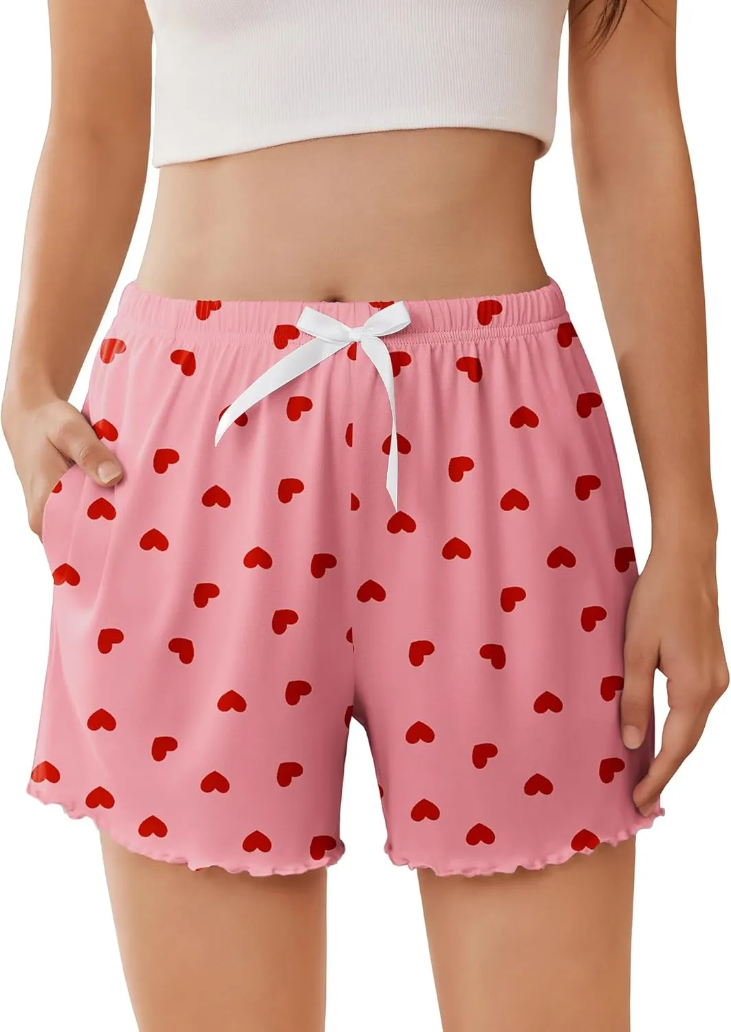Ekouaer Womens Pajama Shorts Soft Comfy Sleep Shorts Casual Elastic Waist Pj Short with Pockets