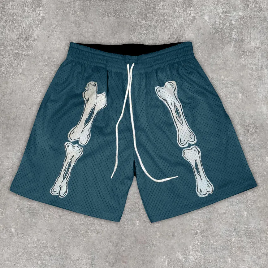 Fashion Preppy Casual Bone Print Shorts