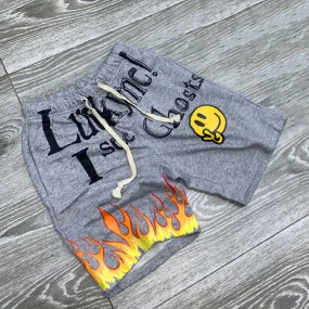 Fashion retro smiley flame casual shorts
