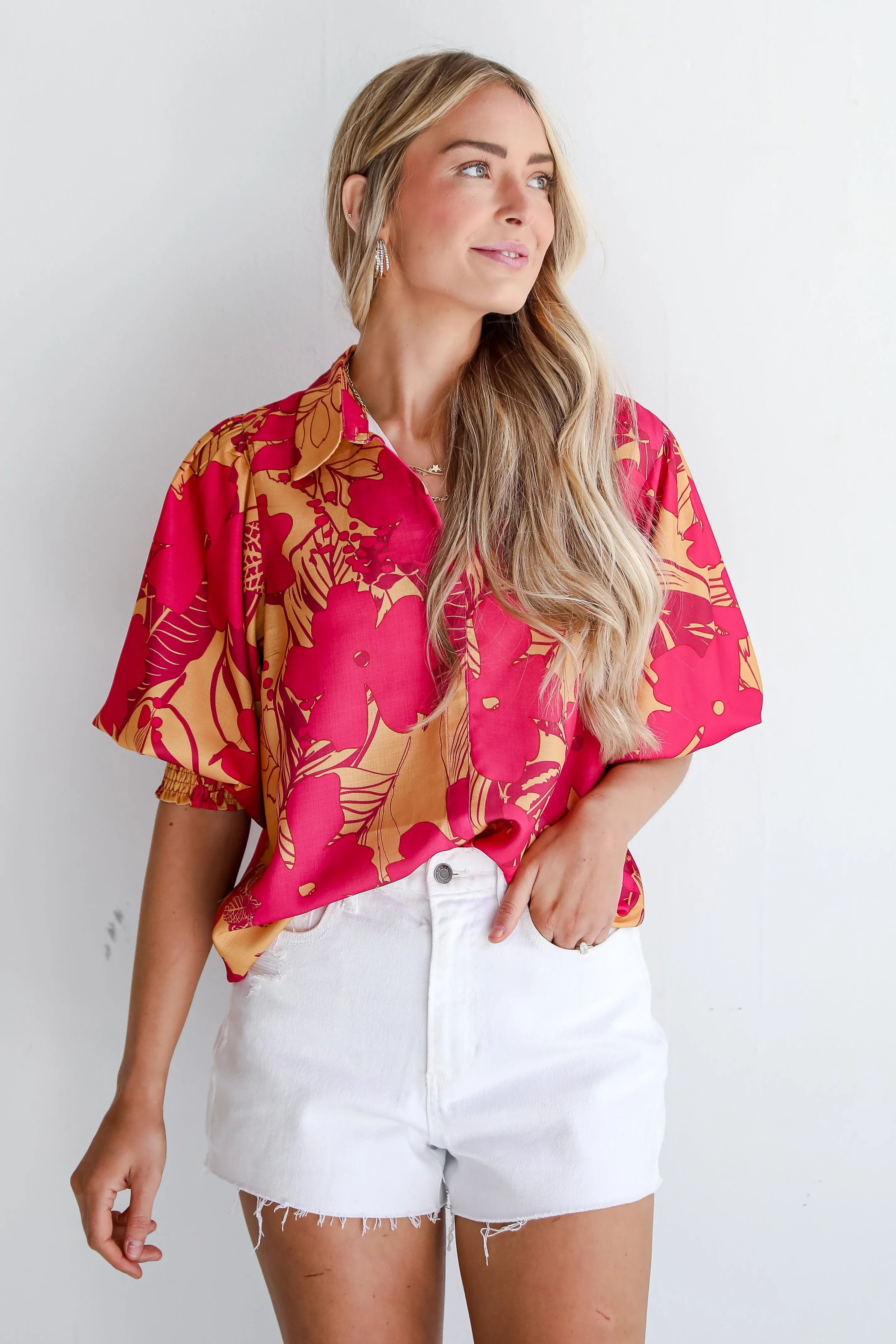 FINAL SALE - Beautifully Adored Pink Floral Blouse