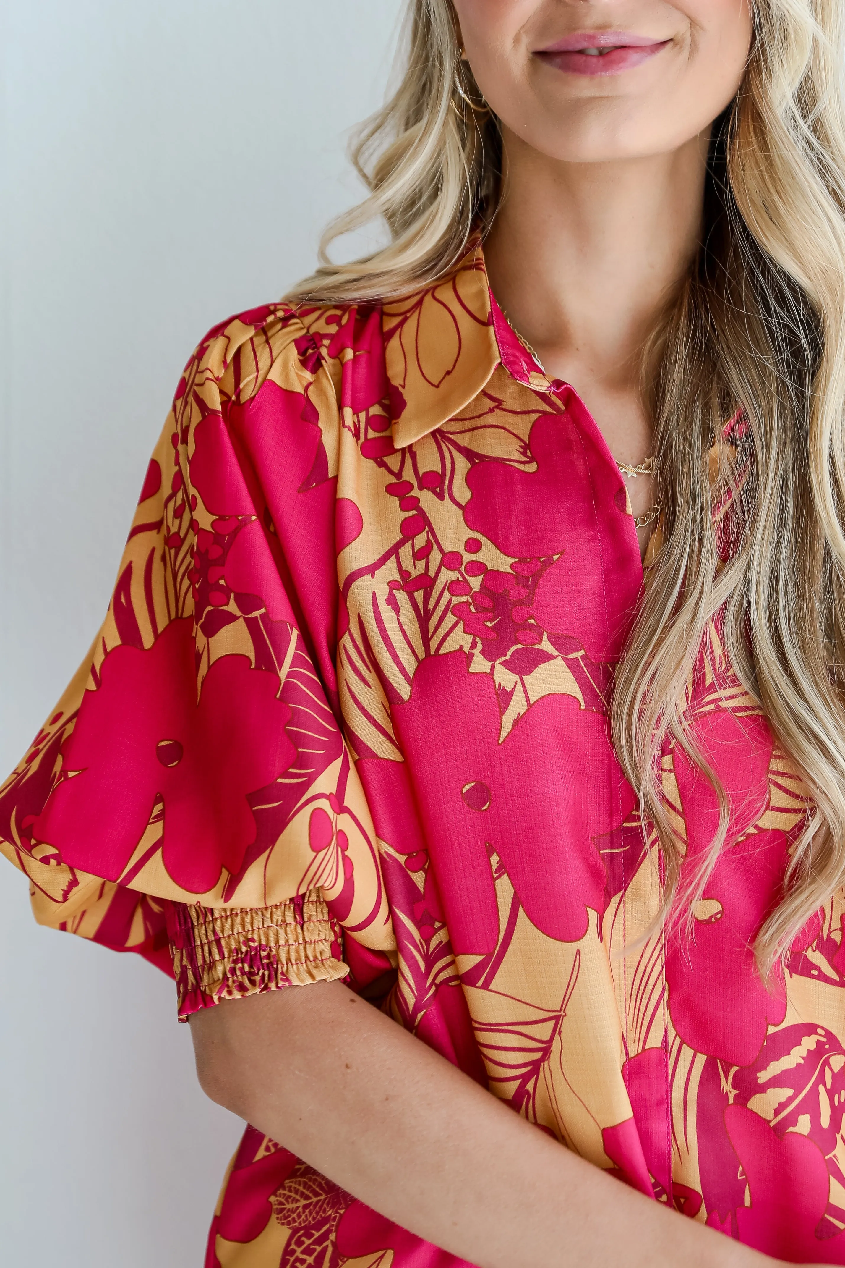 FINAL SALE - Beautifully Adored Pink Floral Blouse