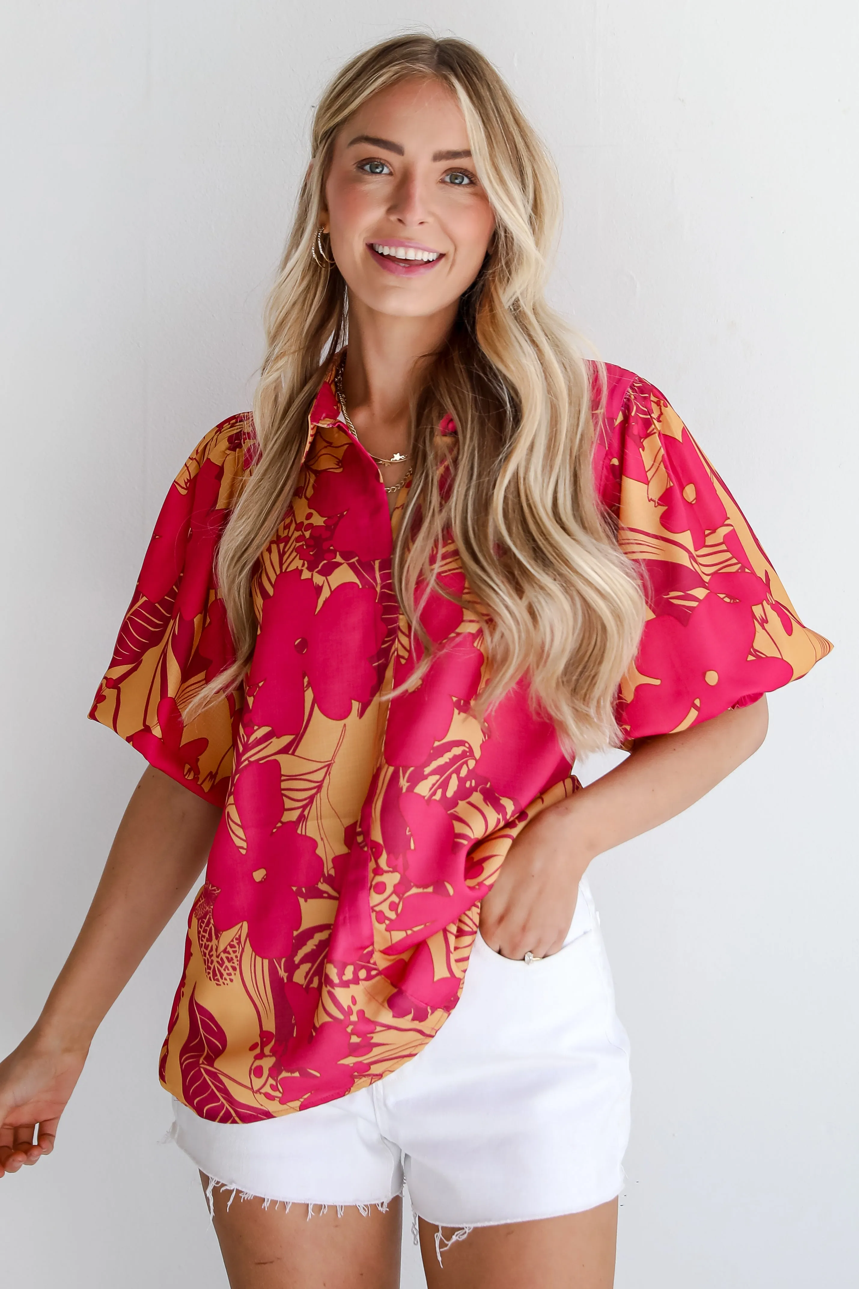 FINAL SALE - Beautifully Adored Pink Floral Blouse