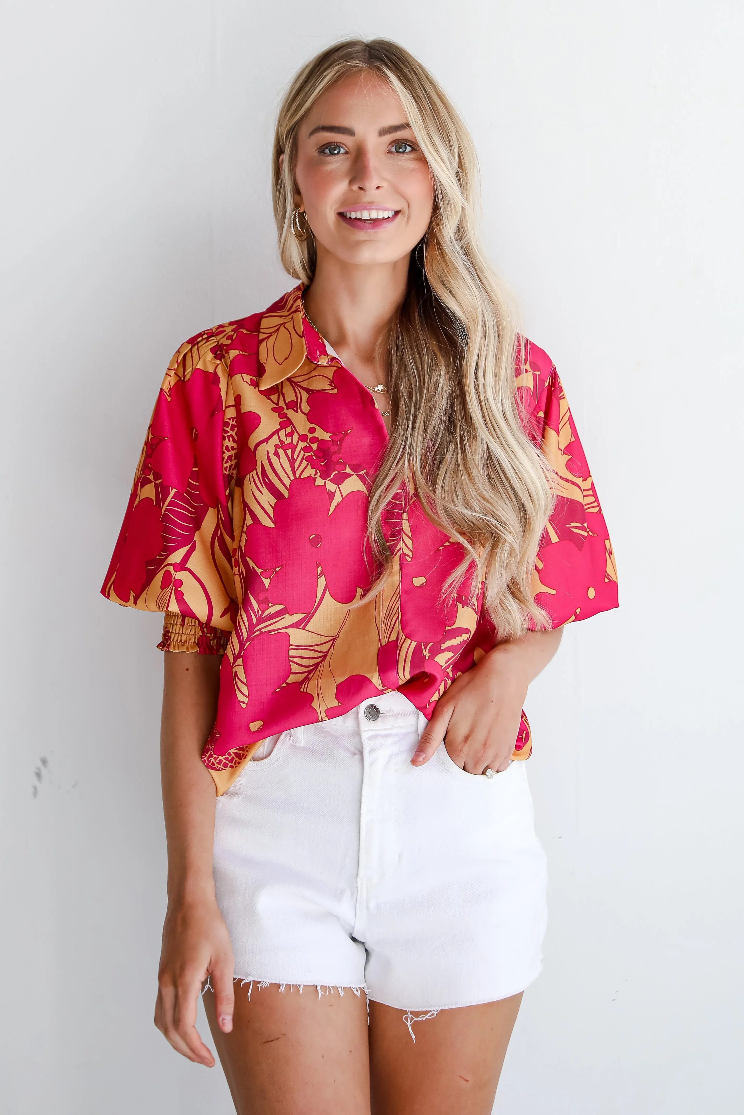 FINAL SALE - Beautifully Adored Pink Floral Blouse