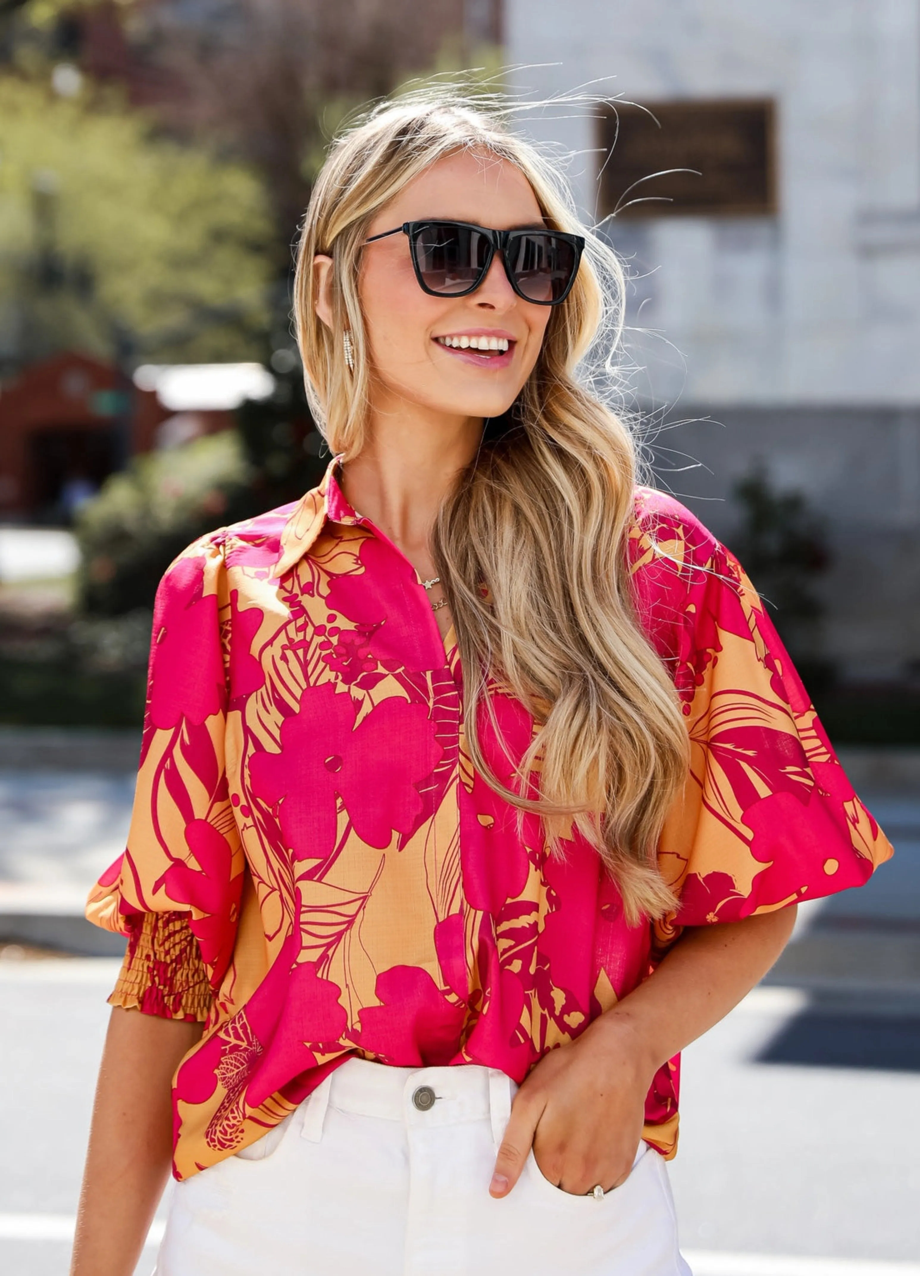 FINAL SALE - Beautifully Adored Pink Floral Blouse