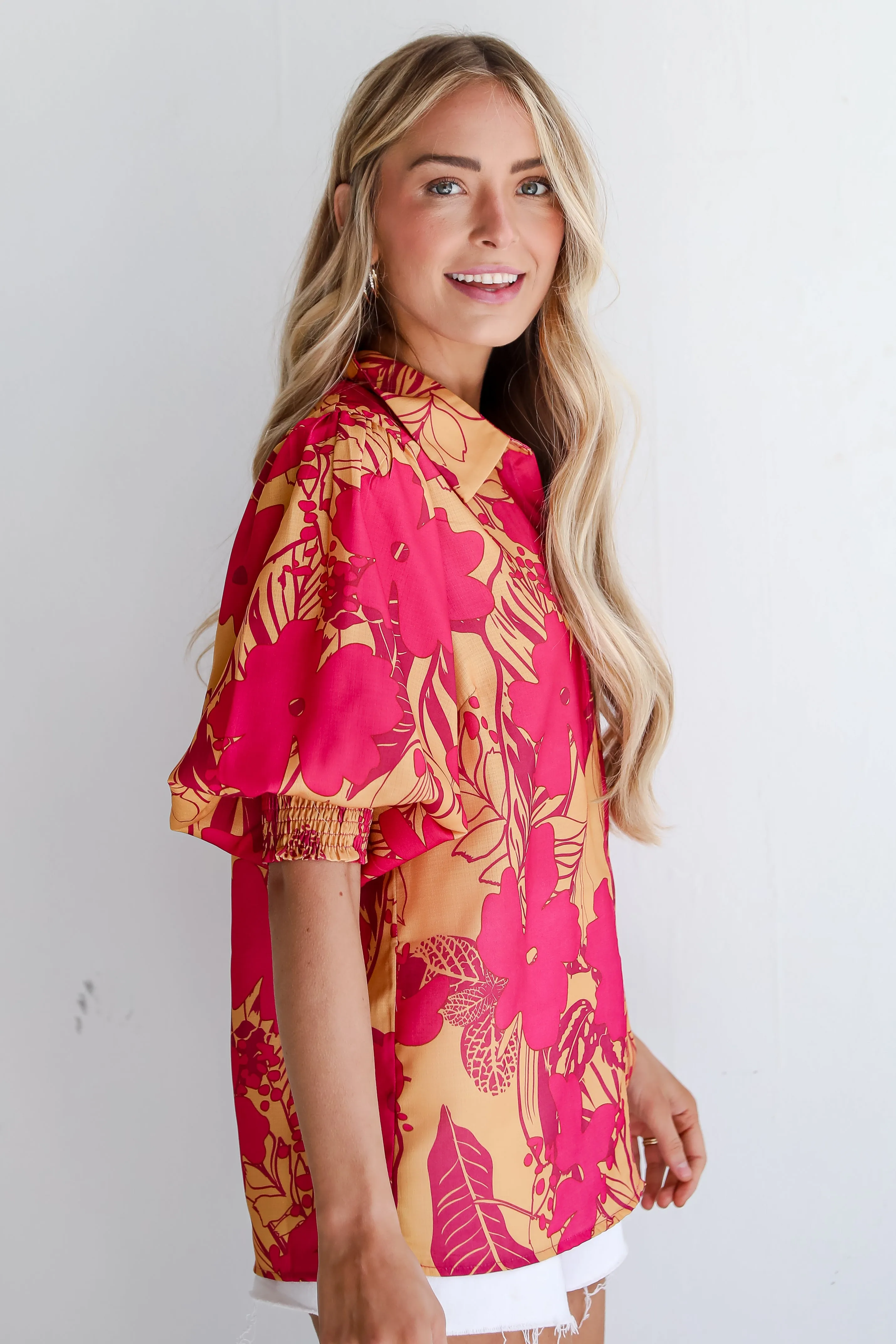 FINAL SALE - Beautifully Adored Pink Floral Blouse