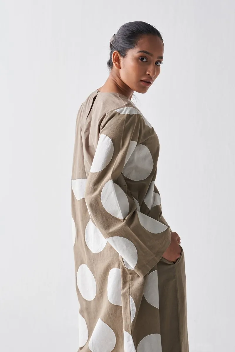 Front Slit Applique Tunic - Sage