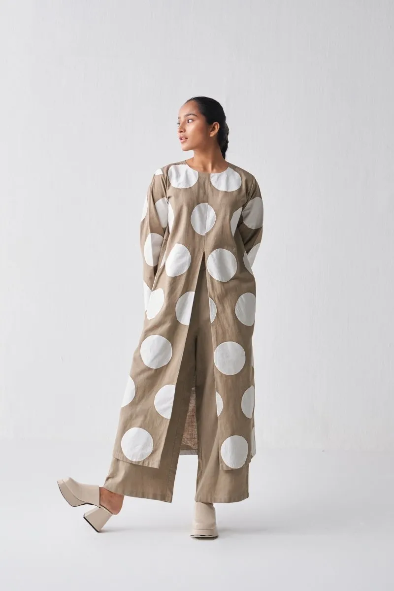 Front Slit Applique Tunic - Sage
