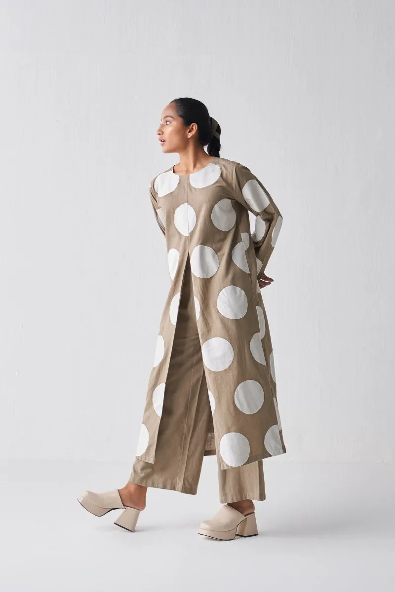 Front Slit Applique Tunic - Sage