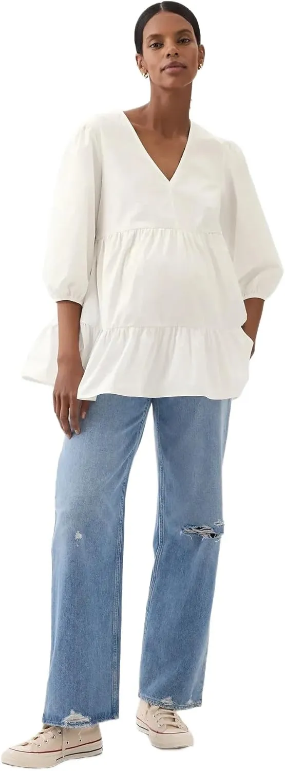 GAP Women's Maternity Poplin Tier Top