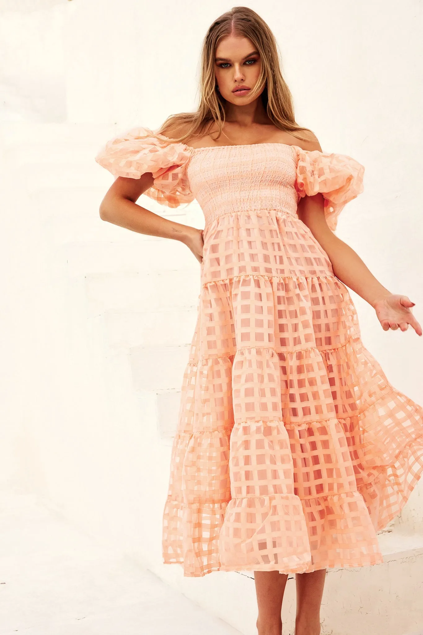 Gin Midi Dress - Peach