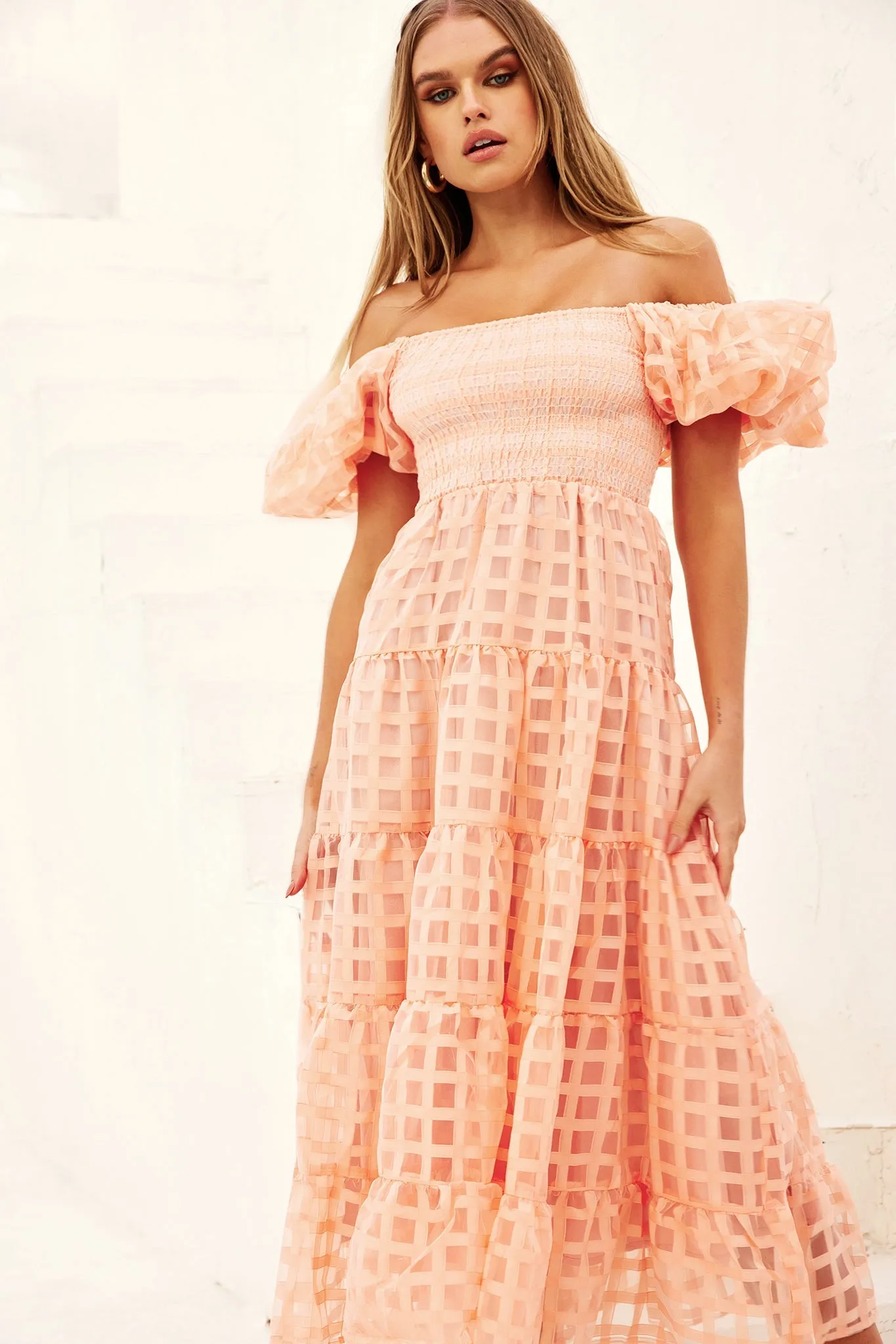Gin Midi Dress - Peach