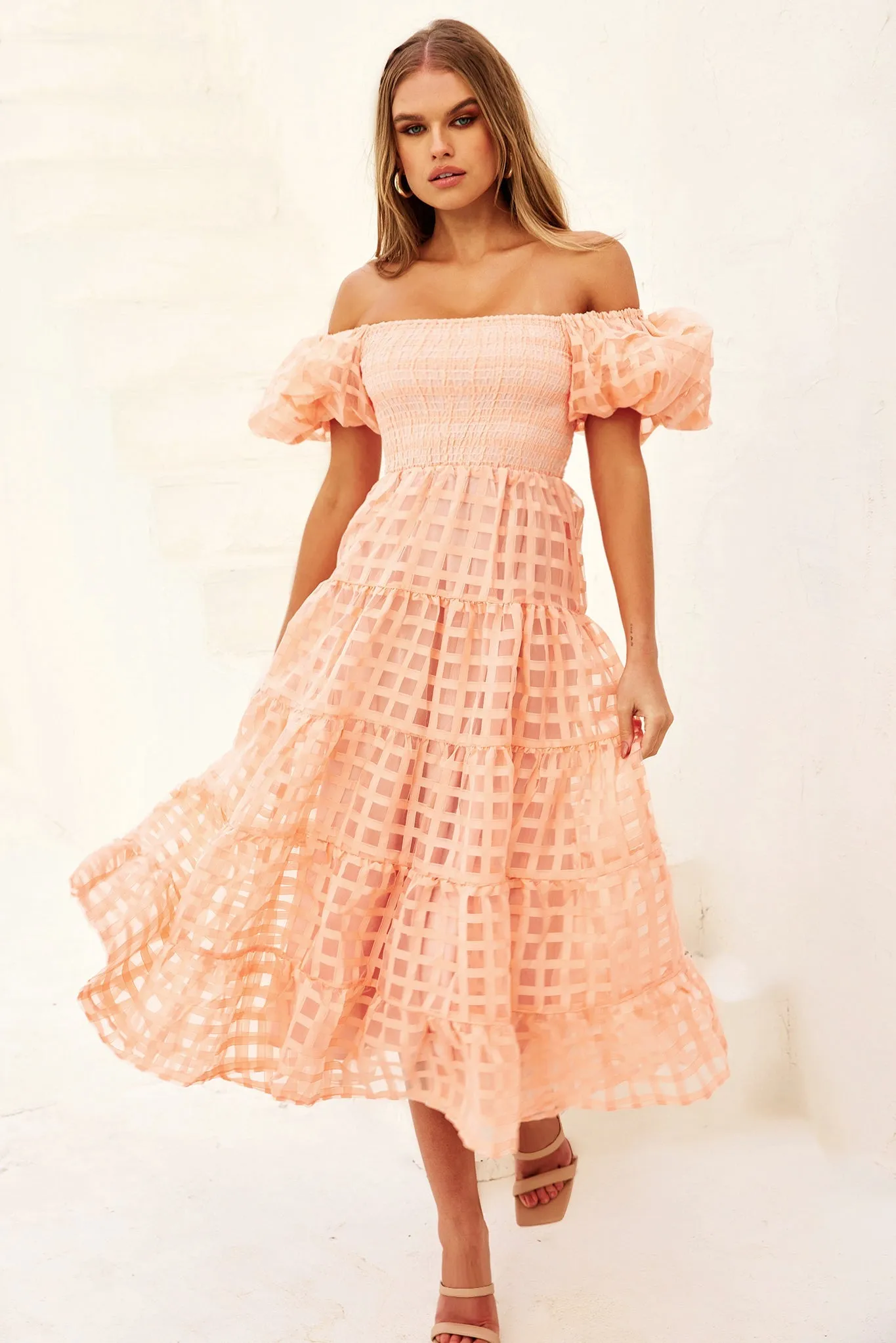 Gin Midi Dress - Peach