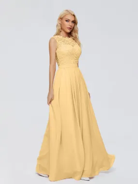Gold Bridesmaids Dresses Melody Elegant Bateau Chiffon Bridesmaid Dresses