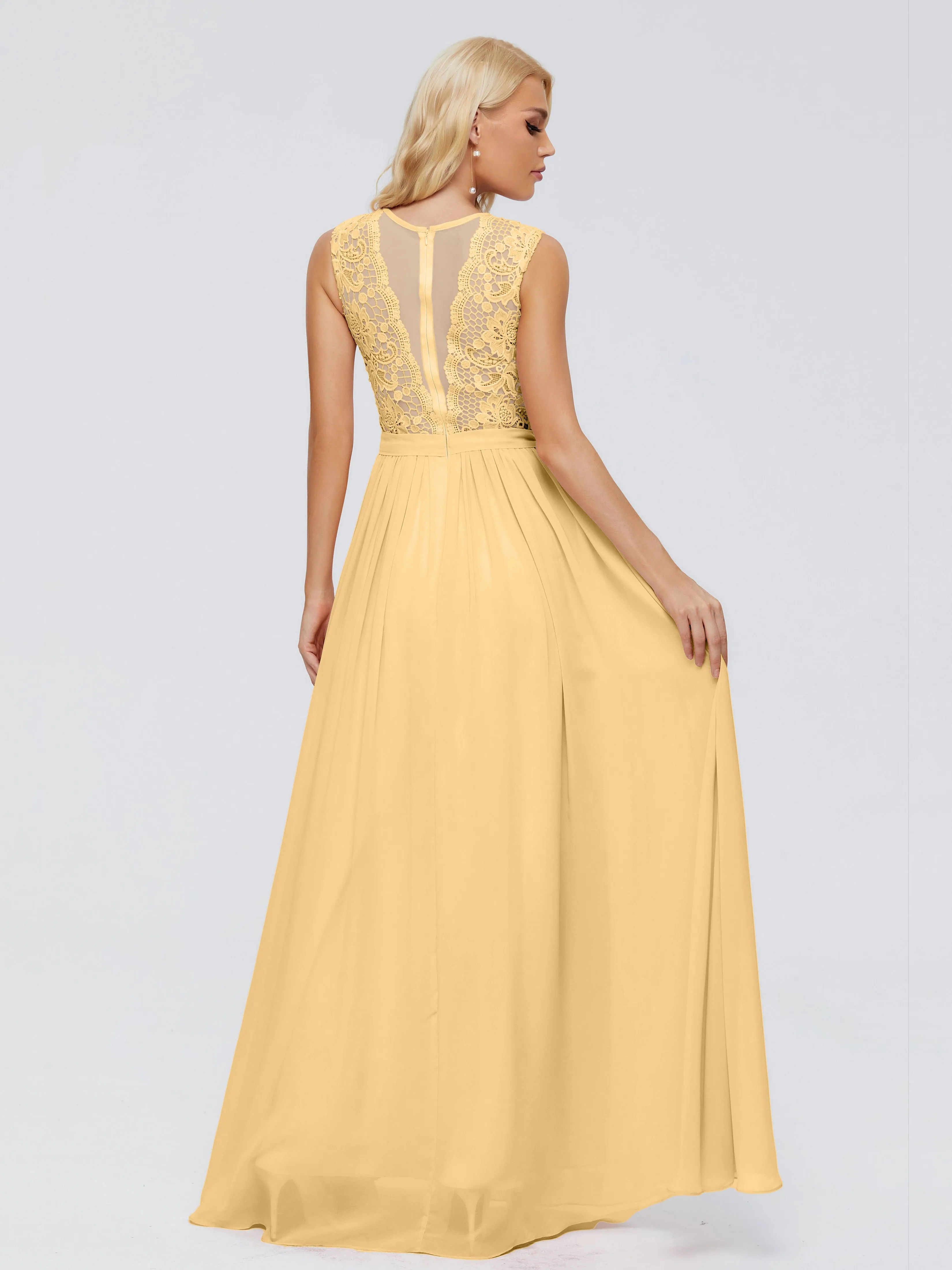 Gold Bridesmaids Dresses Melody Elegant Bateau Chiffon Bridesmaid Dresses