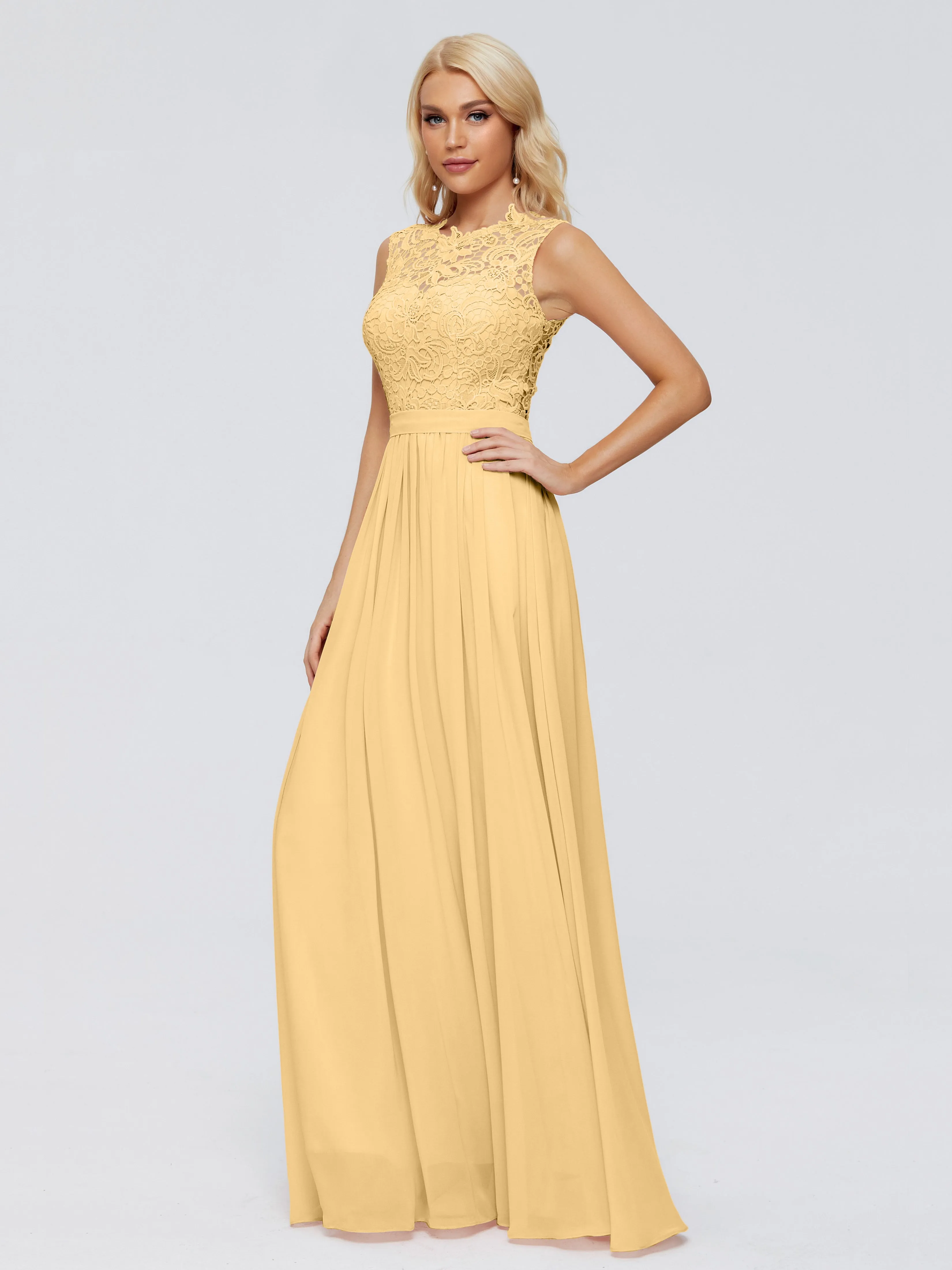 Gold Bridesmaids Dresses Melody Elegant Bateau Chiffon Bridesmaid Dresses