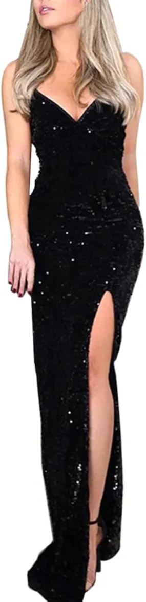 HGps8w Women's Sexy Halter Cowl Neck Sparkly Jumpsuits Clubwear Sleeveless Elegant Sequins Bodycon Wide Leg Pants Rompers